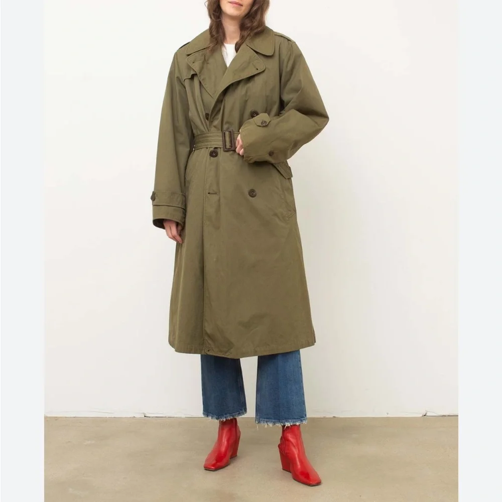 Vintage Together Olive Women's Trench Coat - Picture 3 of 16